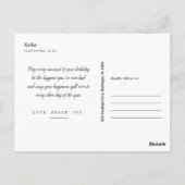 Minimalistisches Schwarz Postkarte (Rückseite)