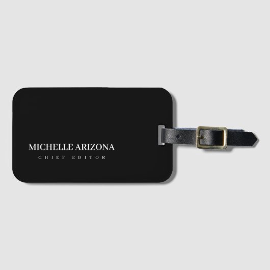 Minimalistisches Schwarz Professionell Modern Gepäckanhänger (Vorderseite (Horizontal))