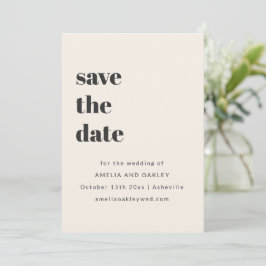 Minimalistisches Schwarz-Retro-Einfach-Hochzeitsfo Save The Date