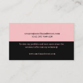 Minimalistisches Schwarz/Rosa Modernes Business Telefonnummerkarte (Rückseite)
