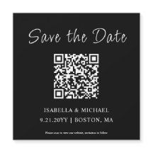 Minimalistisches Schwarz | SAVE THE DATE | QR Code