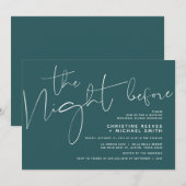 Minimalistisches Schwarz-Script-Hochzeit-Probe-Din Einladung (Vorne/Hinten)