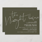 Minimalistisches Schwarz-Script-Hochzeit-Probe-Din Einladung (Vorne/Hinten)