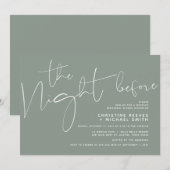 Minimalistisches Schwarz-Script-Hochzeit-Probe-Din Einladung (Vorne/Hinten)