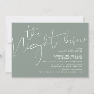 Minimalistisches Schwarz-Script-Hochzeit-Probe-Din Einladung