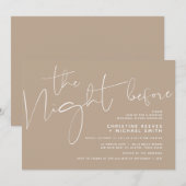 Minimalistisches Schwarz-Script-Hochzeit-Probe-Din Einladung (Vorne/Hinten)