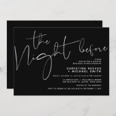 Minimalistisches Schwarz-Script-Hochzeit-Probe-Din Einladung (Vorne/Hinten)