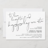 Minimalistisches Schwarz-Script-Hochzeitsessen Pro Einladung (Vorderseite)