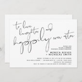 Minimalistisches Schwarz-Script-Hochzeitsessen Pro Einladung (Vorne/Hinten)