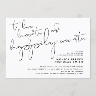 Minimalistisches Schwarz-Script-Hochzeitsessen Pro Einladung