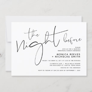 Minimalistisches Schwarz-Script-Hochzeitsessen Pro Einladung