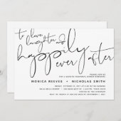 Minimalistisches Schwarz-Script-Hochzeitsessen Pro Einladung (Vorne/Hinten)