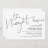 Minimalistisches Schwarz-Script-Hochzeitsessen Pro Einladung (Vorne/Hinten)