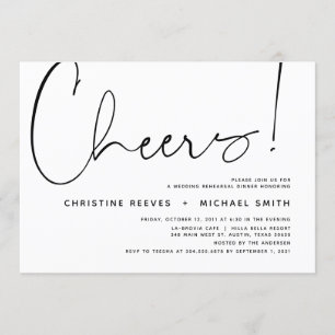 Minimalistisches Schwarz-Script-Hochzeitsessen Pro Einladung