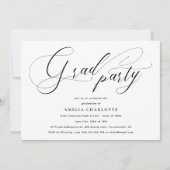 Minimalistisches Schwarz-Script-Party Einladung (Vorderseite)