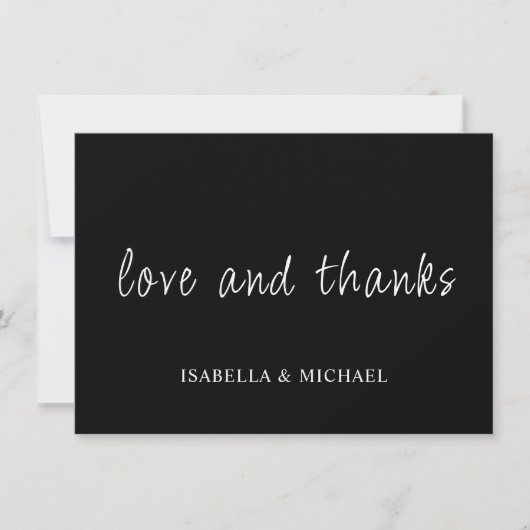 Minimalistisches Schwarz | Script Wedding Dankesch (Vorderseite)