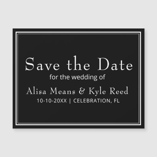 Minimalistisches Schwarz Speichern des Datumsfenst Magnetkarte (Vorderseite)