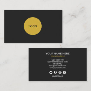 Minimalistisches Schwarz und Gold Custom Logo Prof Visitenkarte