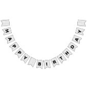 Minimalistisches Schwarz und Weiß Grid Happy Birth Wimpelkette (Alle)