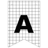 Minimalistisches Schwarz und Weiß Grid Happy Birth Wimpelkette (Dritte Fahne)