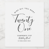 Minimalistisches Schwarz-Weiß-21-Weinlabel Weinetikett (Einzelnes Label)