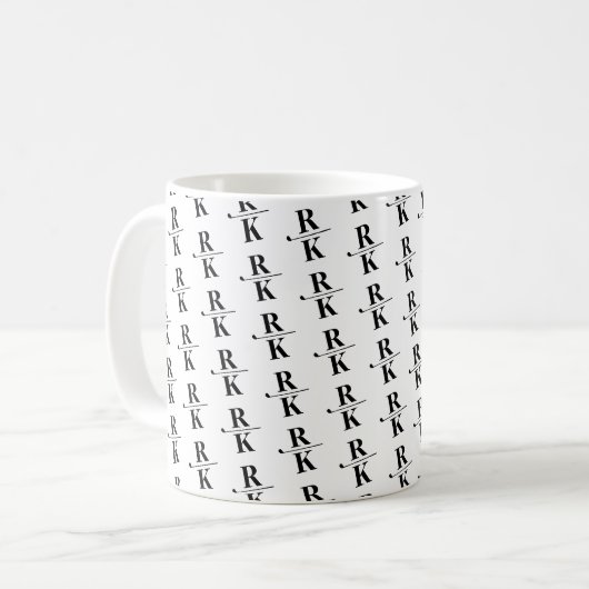 Minimalistisches Schwarz-Weiß-2-Buchstaben-Monogra Kaffeetasse (Vorderseite Links)