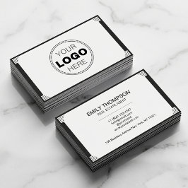 Minimalistisches Schwarz-Weiß-Art-Deco-Logo Visitenkarte