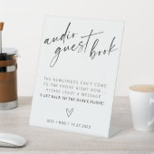 Minimalistisches Schwarz/Weiß-Audio-Gästebuch Sockelschild (In SItu)