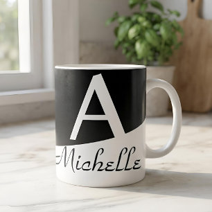 Minimalistisches Schwarz & Weiß benutzerdefinierte Kaffeetasse