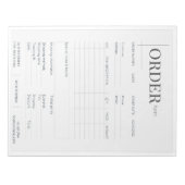 Minimalistisches Schwarz-Weiß-Bestellformular Notizblock (Vorderseite)