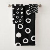 Minimalistisches Schwarz-Weiß-Bläschen-Muster Badhandtuch Set (Insitu)