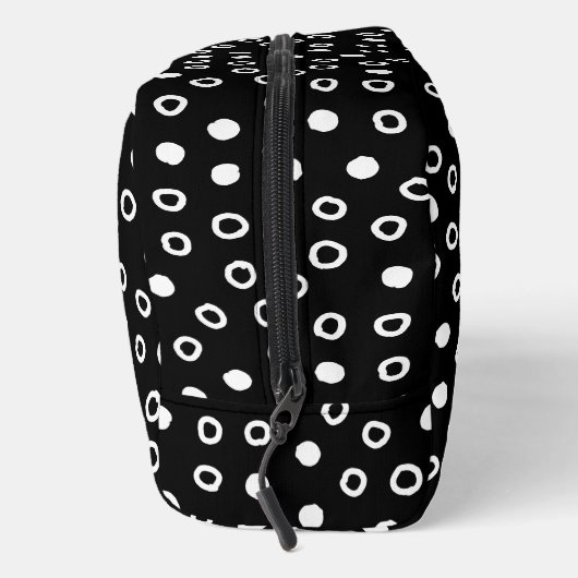 Minimalistisches Schwarz-Weiß-Bläschen-Muster Waschbeutel (Rechts)