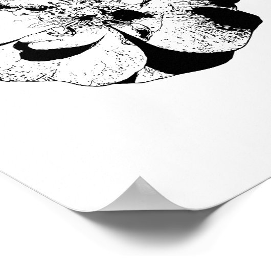 Minimalistisches Schwarz-Weiß-Blumenposter Poster (Ecke)