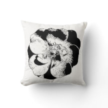 Minimalistisches Schwarz-Weiß-Blütenwirbel Kissen