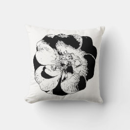 Minimalistisches Schwarz-Weiß-Blütenwirbel Kissen