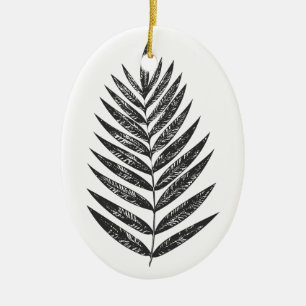 Minimalistisches Schwarz-Weiß-Botanisches Natur-Fa Keramik Ornament