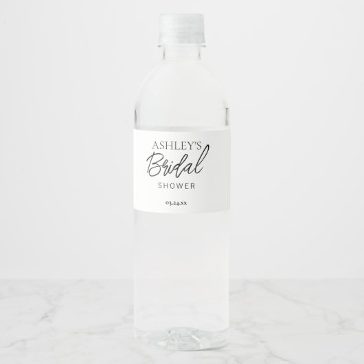 Minimalistisches Schwarz-Weiß-Braun-Wasser-Flasche Wasserflaschenetikett (Vorderseite)