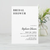 Minimalistisches Schwarz-Weiß-Brautparty Einladung (Stehend Vorderseite)