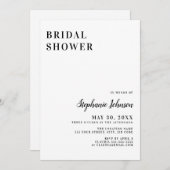 Minimalistisches Schwarz-Weiß-Brautparty Einladung (Vorne/Hinten)