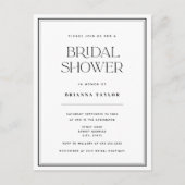 Minimalistisches Schwarz-Weiß-Brautparty Einladungspostkarte (Vorderseite)