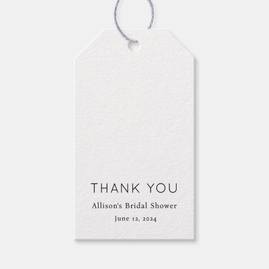 Minimalistisches Schwarz-Weiß-Brautparty Geschenkanhänger (Vorderseite)