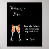 Minimalistisches Schwarz-Weiß-Brautparty Mimosa Ba Poster (Vorne)