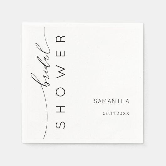 Minimalistisches Schwarz-Weiß-Brautparty Serviette (Vorderseite)