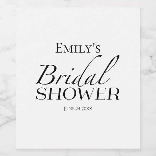 Minimalistisches Schwarz-Weiß-Brautparty Weinetike Weinetikett (Einzelnes Label)