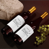 Minimalistisches Schwarz-Weiß-Brautparty Weinetike Weinetikett