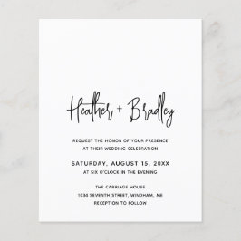 Minimalistisches Schwarz-Weiß-Budget Einladung