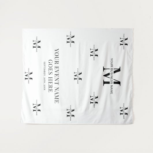 Minimalistisches Schwarz-Weiß-Business-Event für M Wandteppich (Vorderseite (Horizontal))