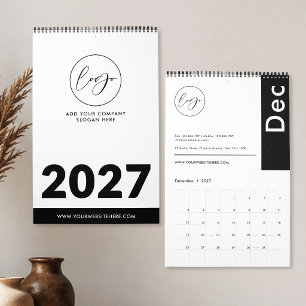 Minimalistisches Schwarz-Weiß-Business-Logo Promo Kalender
