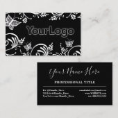Minimalistisches Schwarz-Weiß-Butterfly-Logo Visitenkarte (Vorne/Hinten)