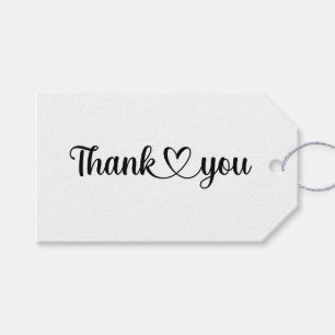 Minimalistisches Schwarz-Weiß-Danke-Herz Geschenkanhänger